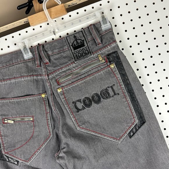 Coogi Y2K Baggy Jeans 34x34 Wide Leg Streetwear Hip Hop Gray Gold Stitched 90s - Picture 2 of 8